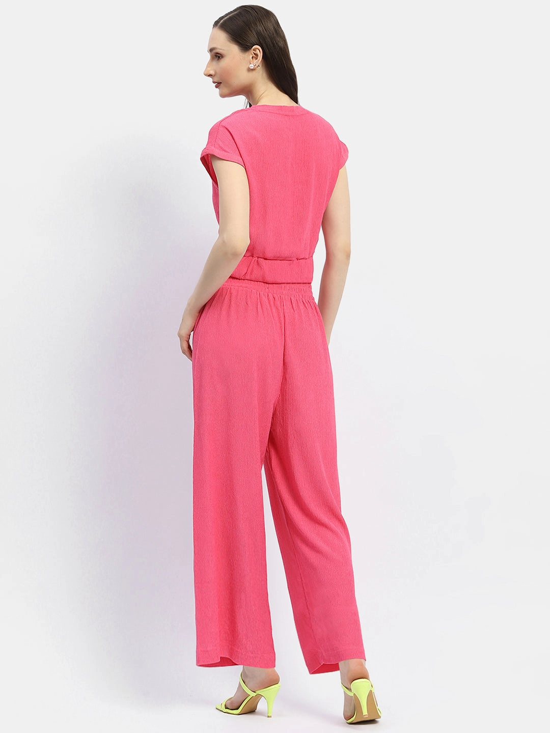 Lounge Ready Madame Textured Hot Pink Knotted Co-Ord Set