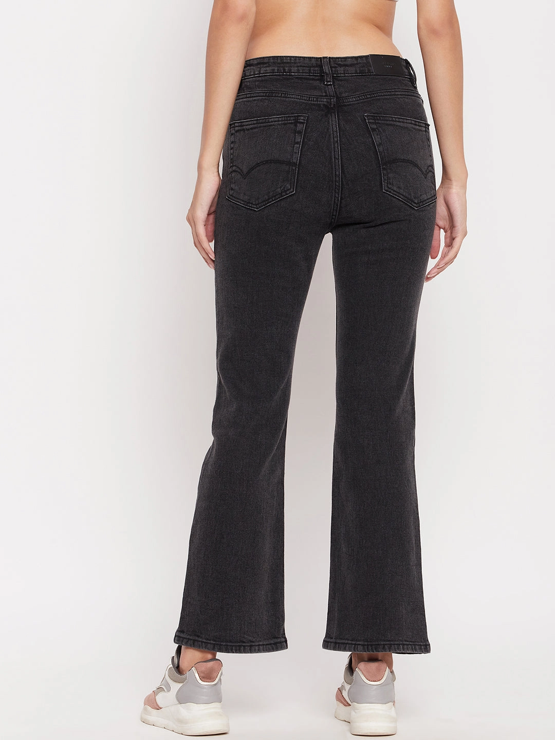 Relaxed Style City Walk Trend Setter Chic Design Style Madame Women Solid Black Jeans