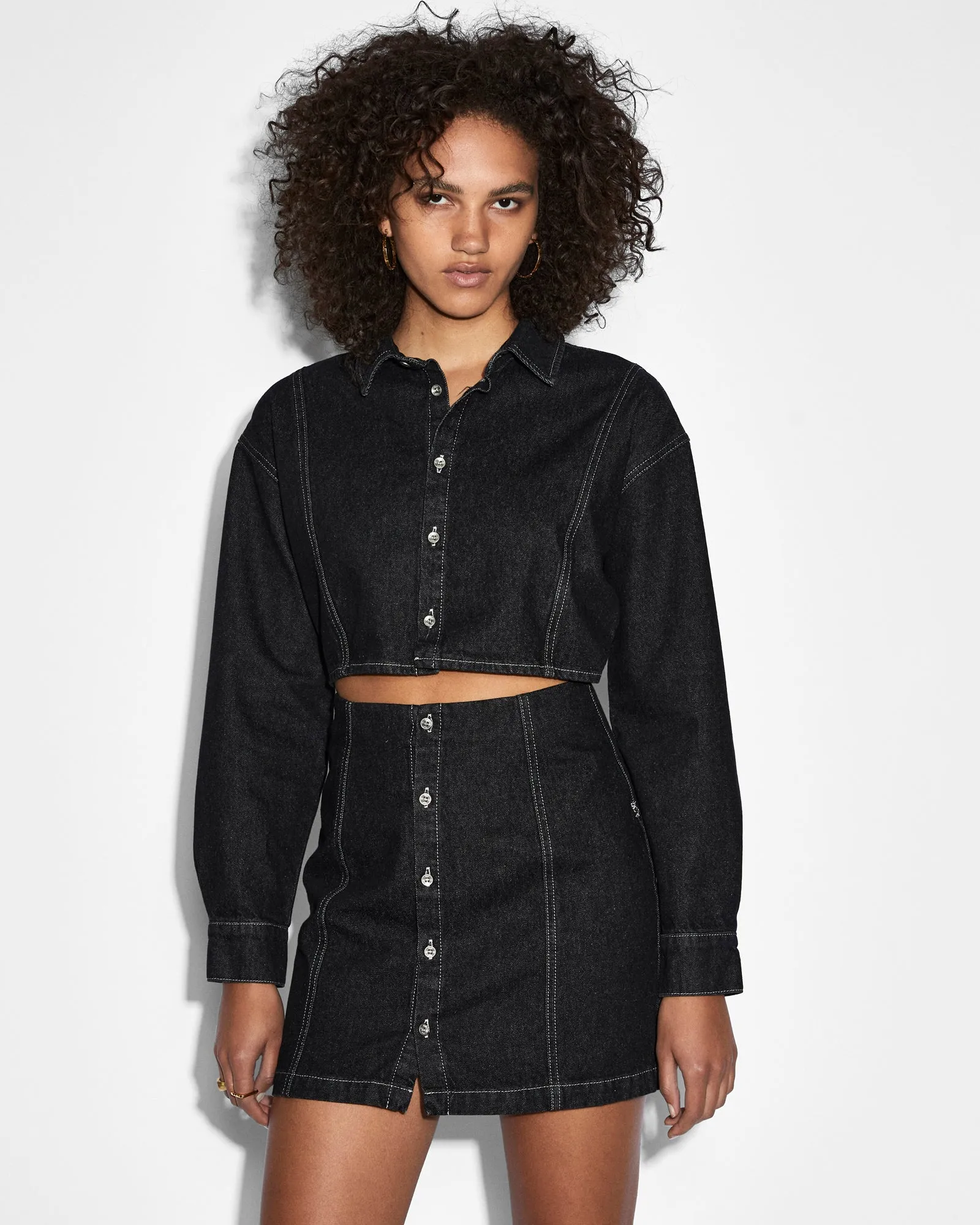 CUTOUT SHIRT DRESS MIDNIGHT Elegant Finish Fresh Aesthetic