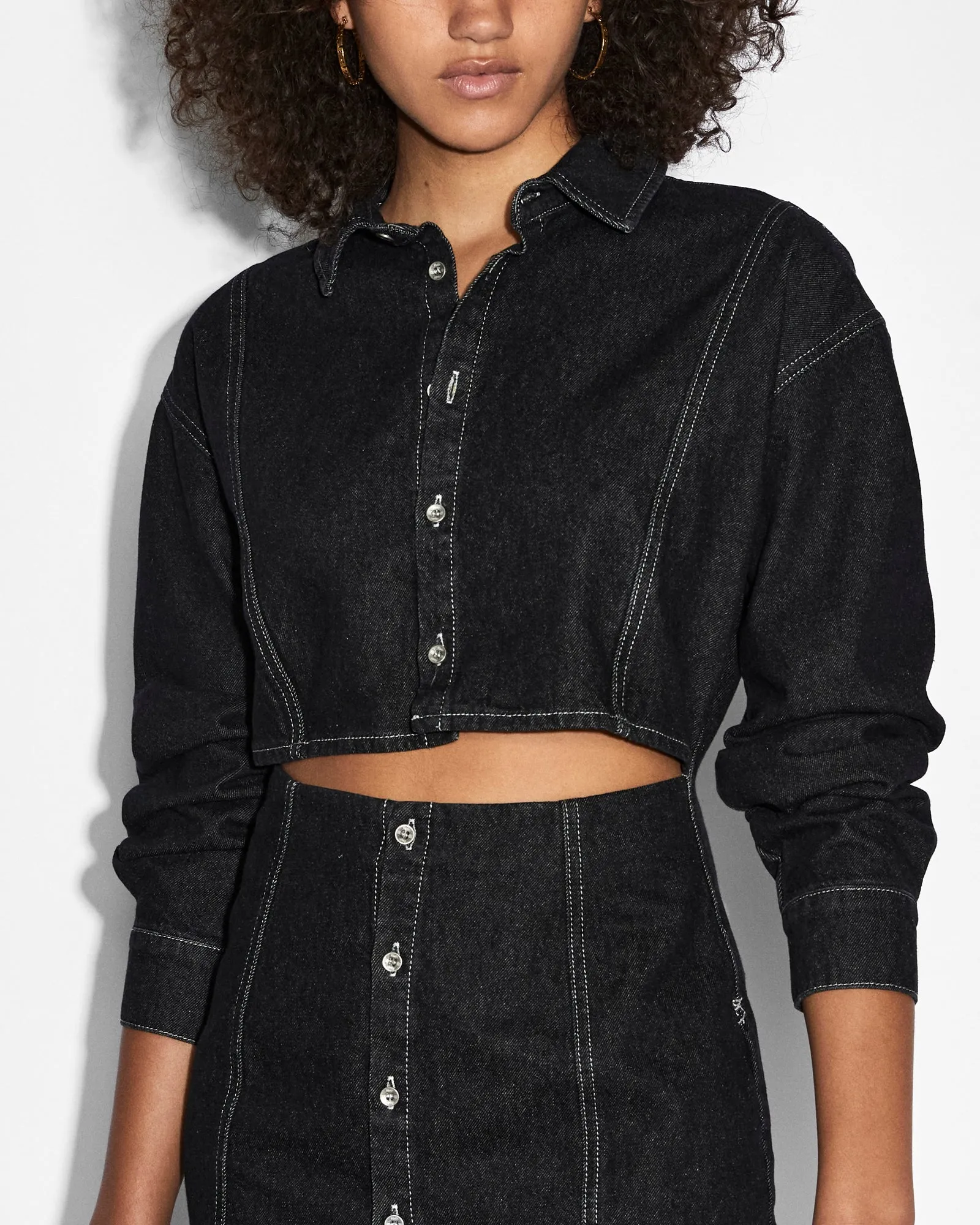 petite size Influencer-Approved CUTOUT SHIRT DRESS MIDNIGHT