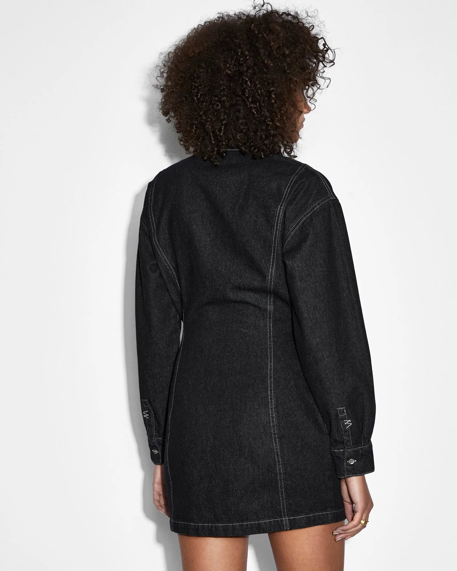Tonal-Panel CUTOUT SHIRT DRESS MIDNIGHT
