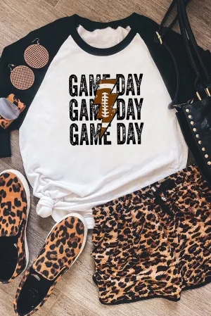 GAME DAY Graphic Print Color Block Top