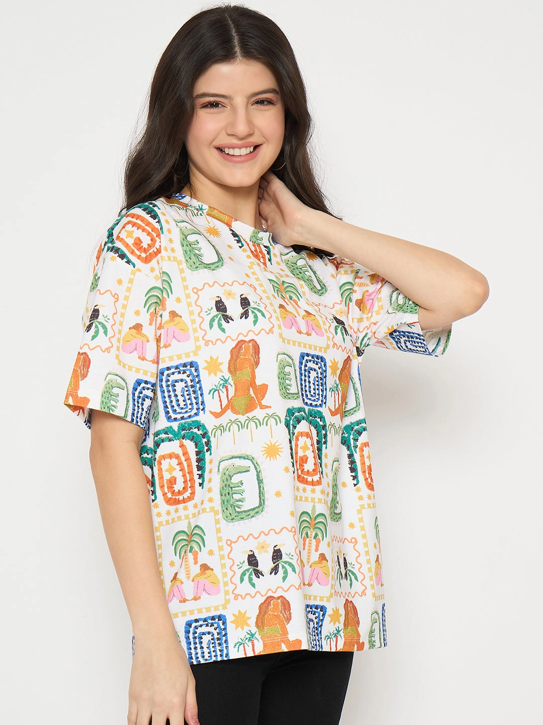Playful Design Madame All Over Graphic Print White T-shirt