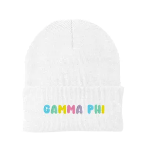 Gamma Phi Beta Bubble Embroidered Beanie - Gamma Phi Pastel