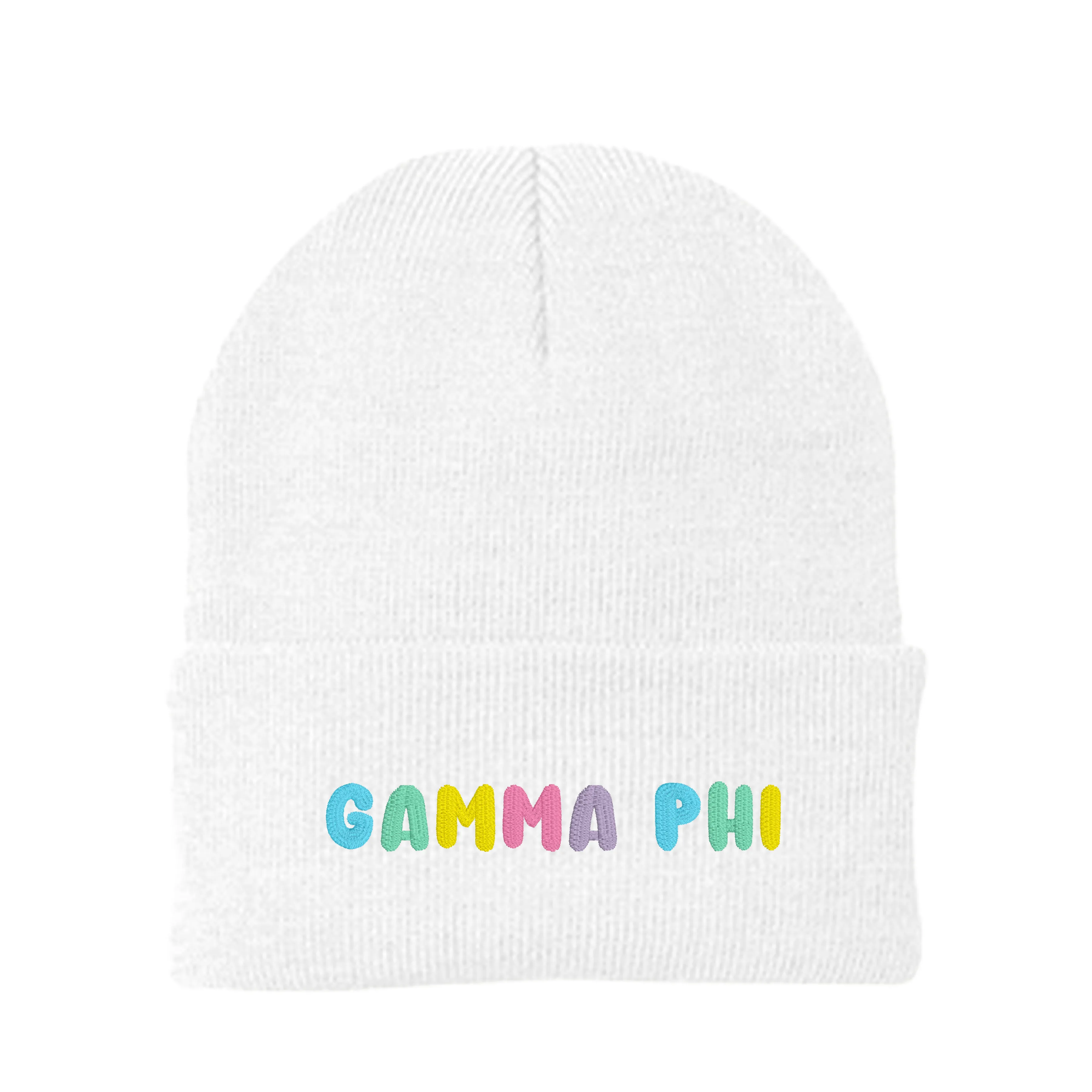 Gamma Phi Beta Bubble Embroidered Beanie - Gamma Phi Pastel