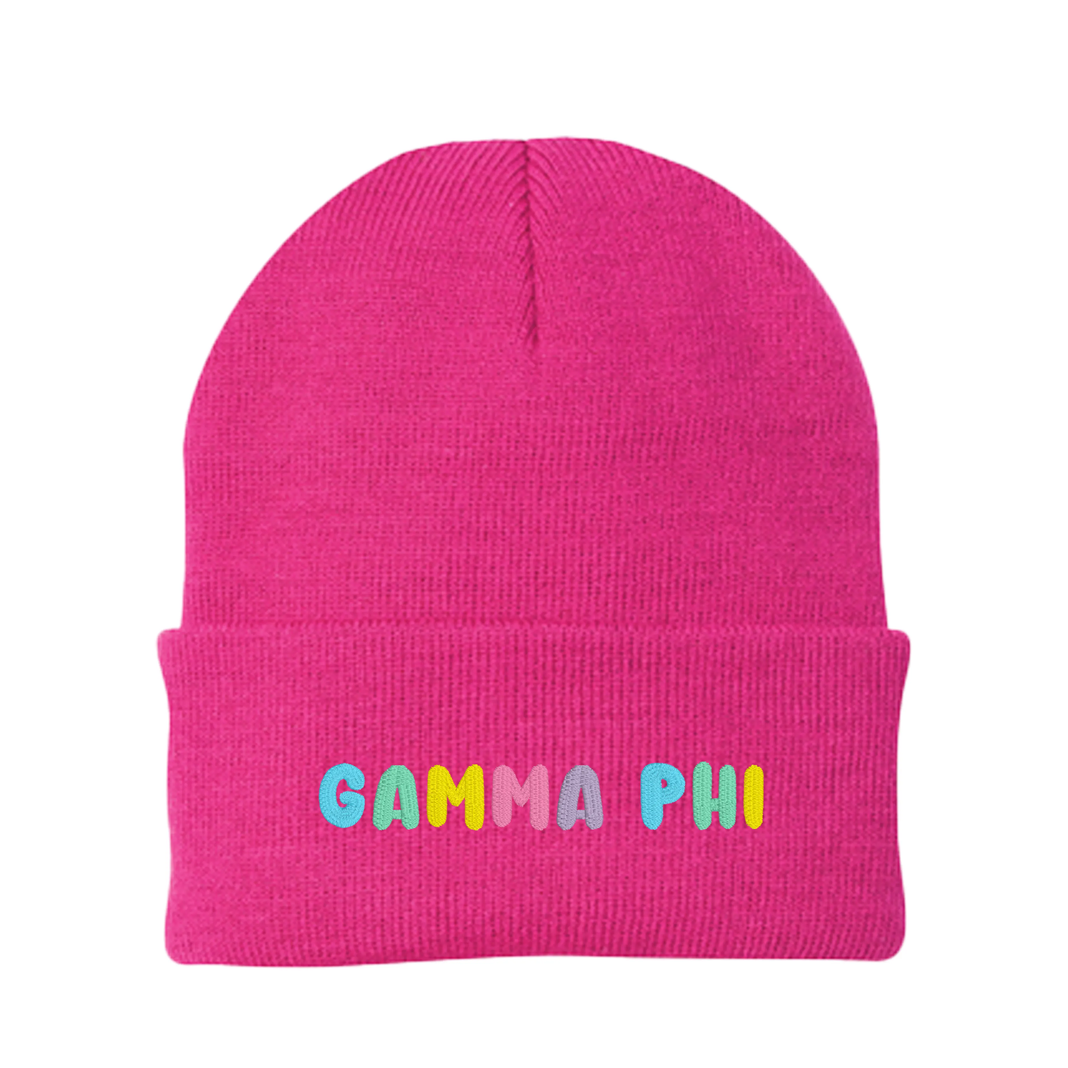 Gamma Phi Beta Bubble Embroidered Beanie - Gamma Phi Pastel