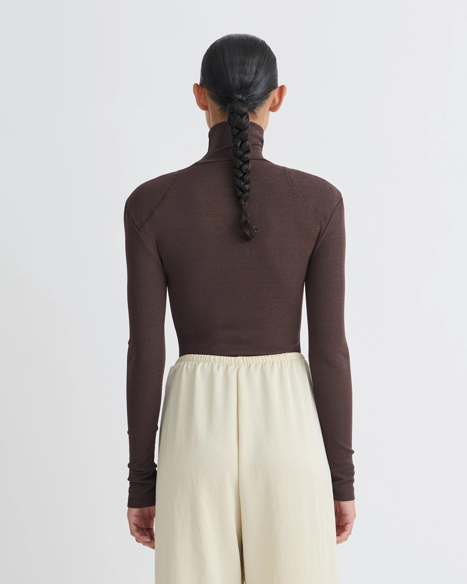 LightweightLayeredFabric ZeroWasteProduction Nayeli - Mesh Jersey Long Sleeved Top - Dark Oak