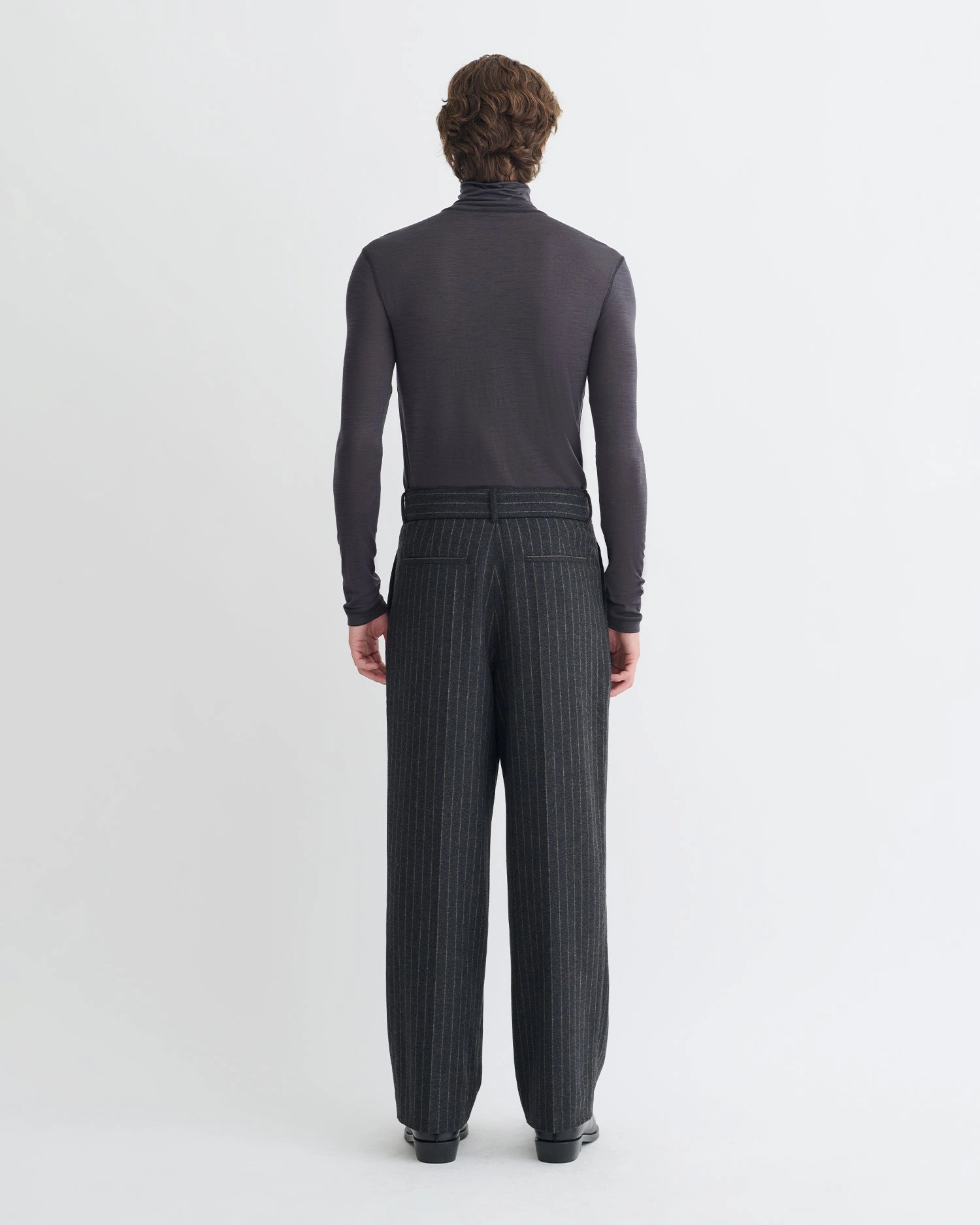 Tenoch - Melange Wool Jersey Turtleneck Top - Grey Melange Loose Sweater Anti Pilling Fabric