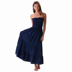 Oxford Cotton Mai Tai Strapless Maxi Dress Emerging Designer