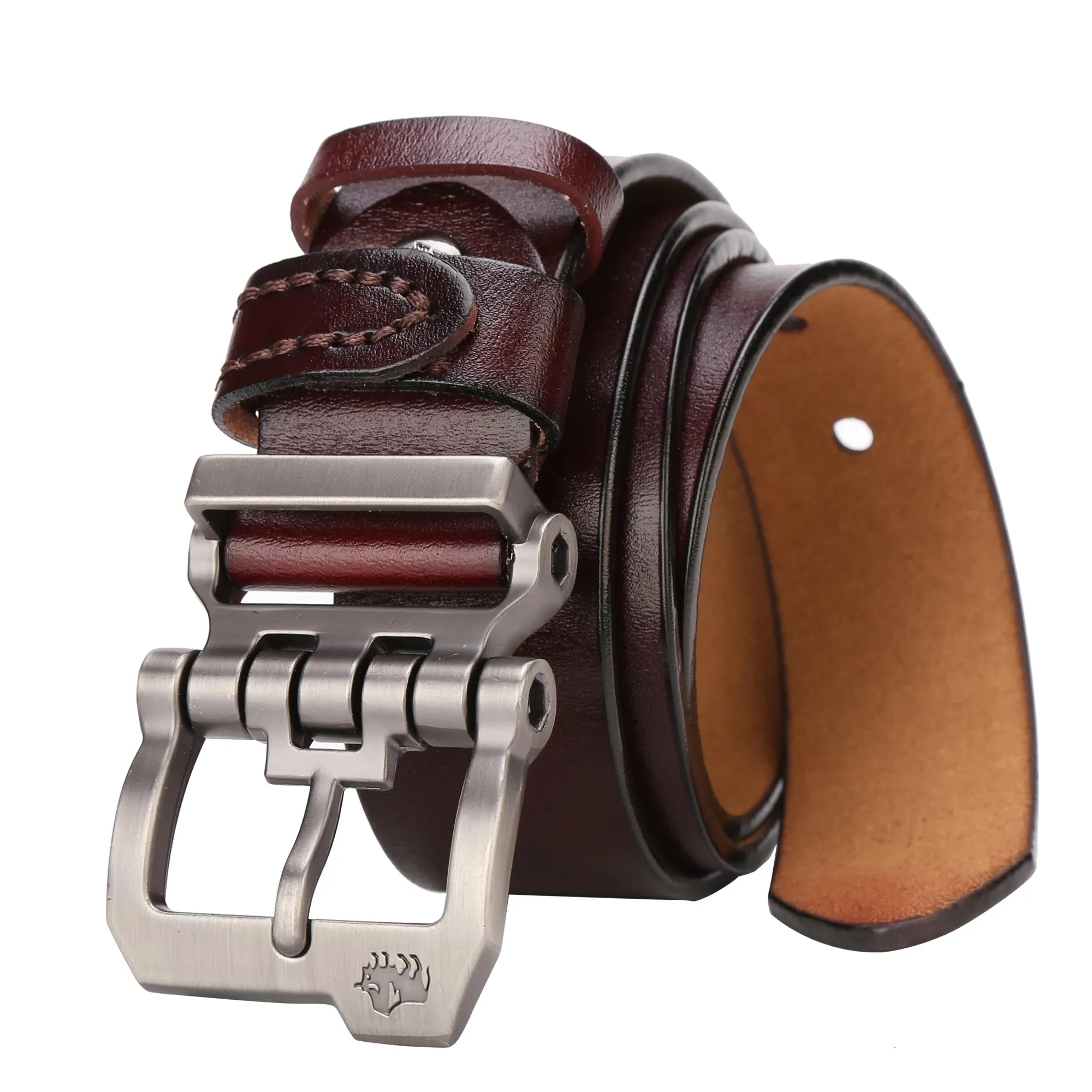 Genuine Leather Men's Belt Vintage Pin Buckle Strap High Quality Luxury Designer Casual Retro Belts