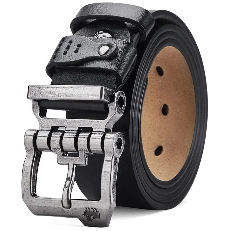 Genuine Leather Men's Belt Vintage Pin Buckle Strap High Quality Luxury Designer Casual Retro Belts