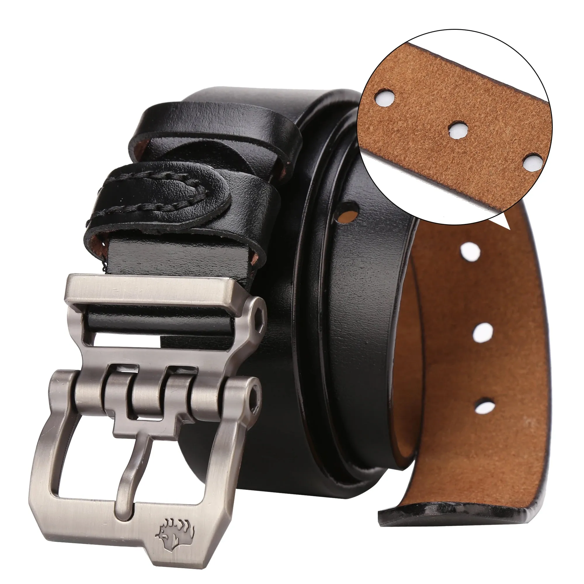 Genuine Leather Men's Belt Vintage Pin Buckle Strap High Quality Luxury Designer Casual Retro Belts