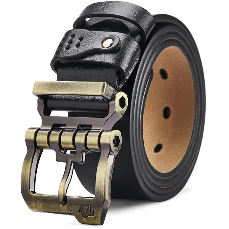 Genuine Leather Men's Belt Vintage Pin Buckle Strap High Quality Luxury Designer Casual Retro Belts
