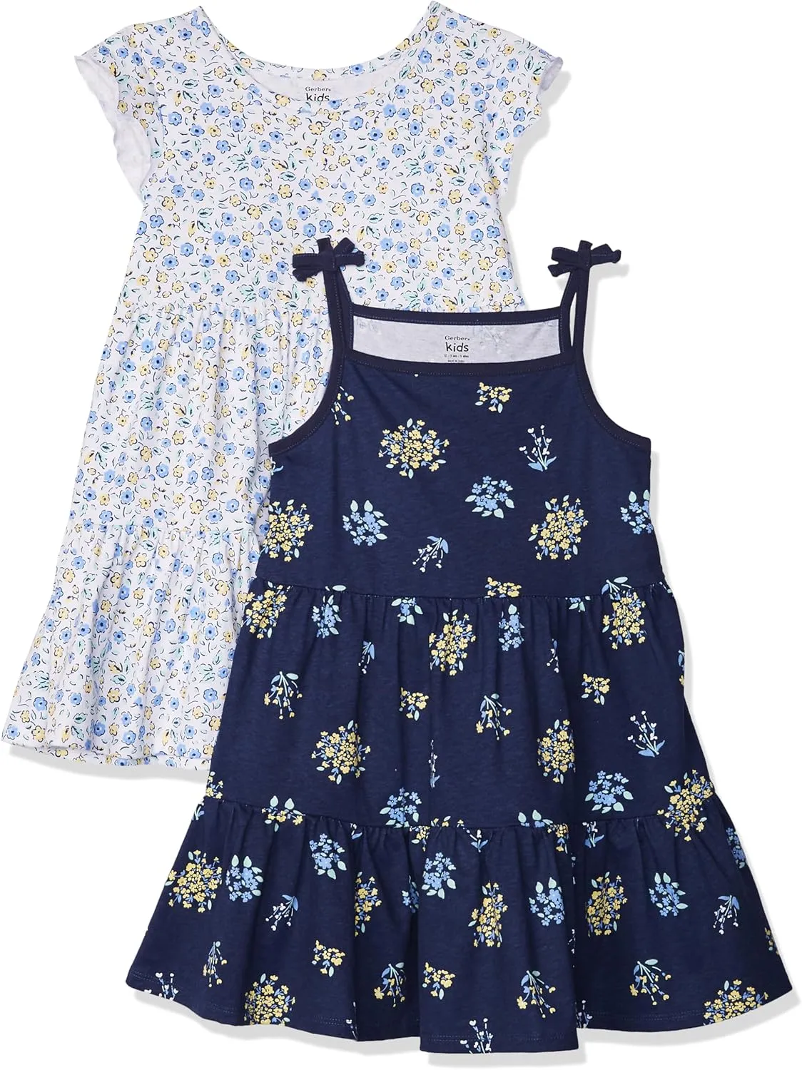 Gerber Baby Girls' 2-Pack Short Sleeve Cotton Dresses