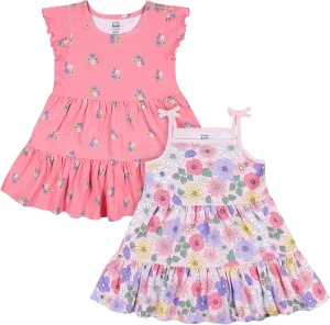 Gerber Baby Girls' 2-Pack Short Sleeve Cotton Dresses