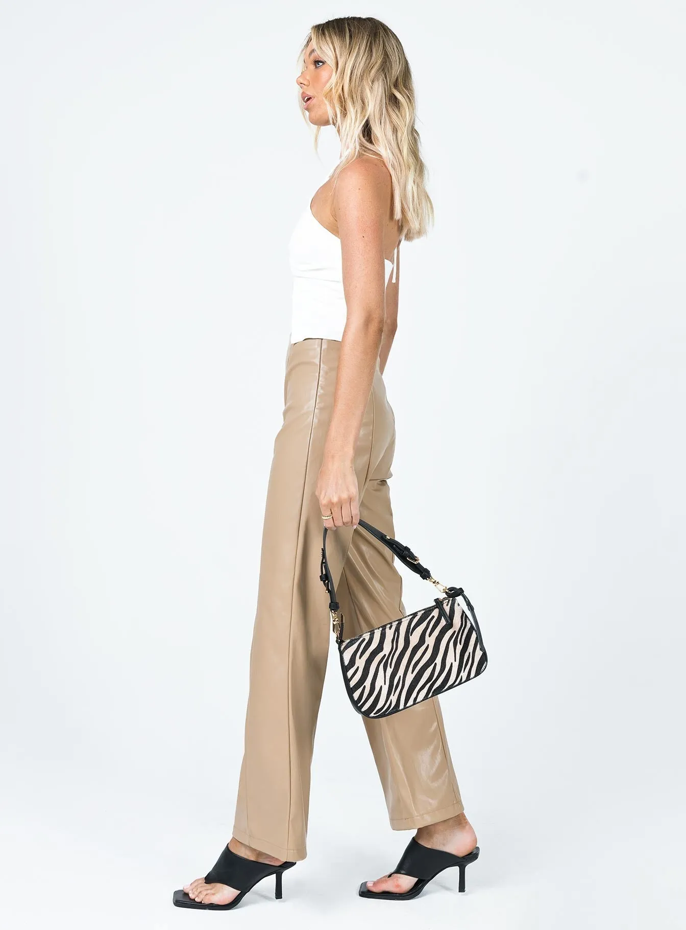 Gia Panel PU Pants Beige
