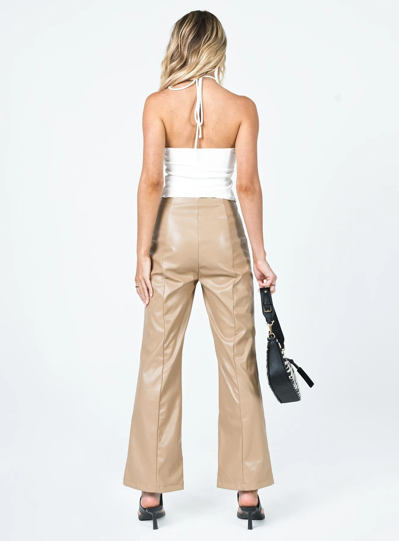 Gia Panel PU Pants Beige