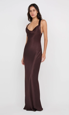 GIA HALTER MAXI DRESS - DARK CHOCOLATE Inner Smile Elegant Everyday