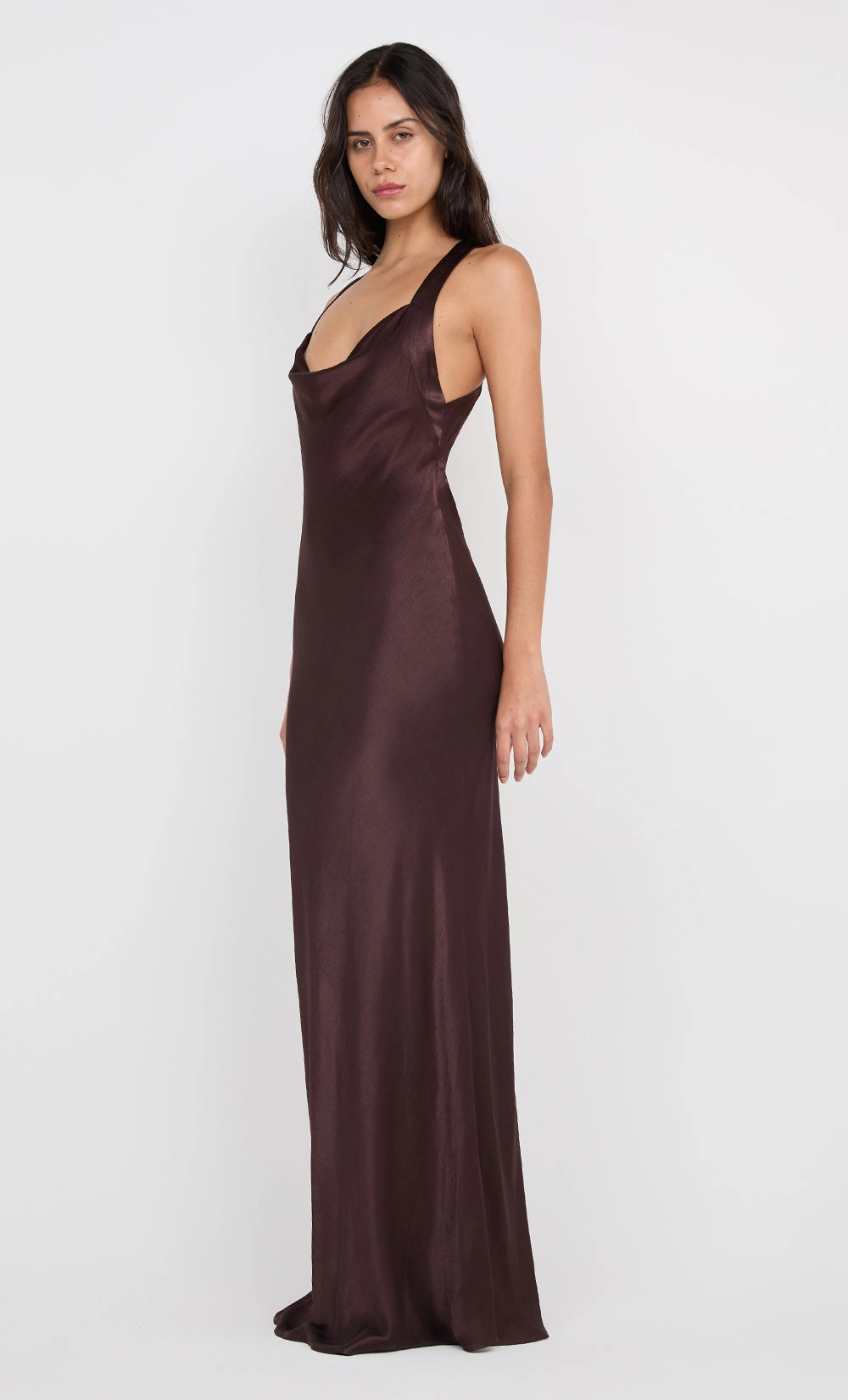 GIA HALTER MAXI DRESS - DARK CHOCOLATE Comfortable Waist Heritage-Brand