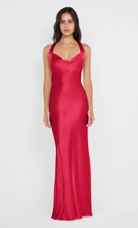 GIA HALTER MAXI DRESS - STRAWBERRY Classic sheath dress ContrastStitching