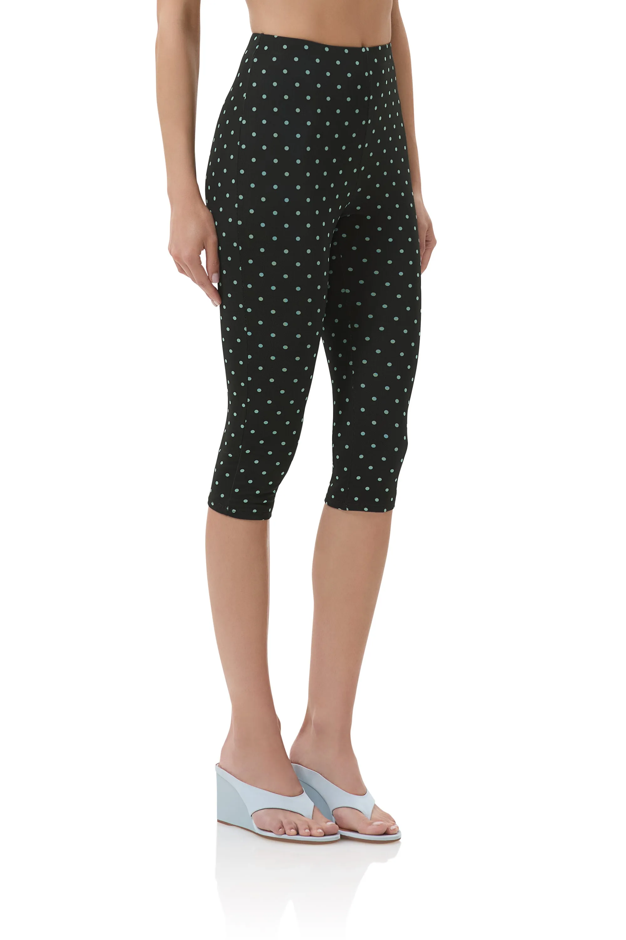 Corduroy texture Multi Pocket Design Gianna Capri Pant - Aqua Dot
