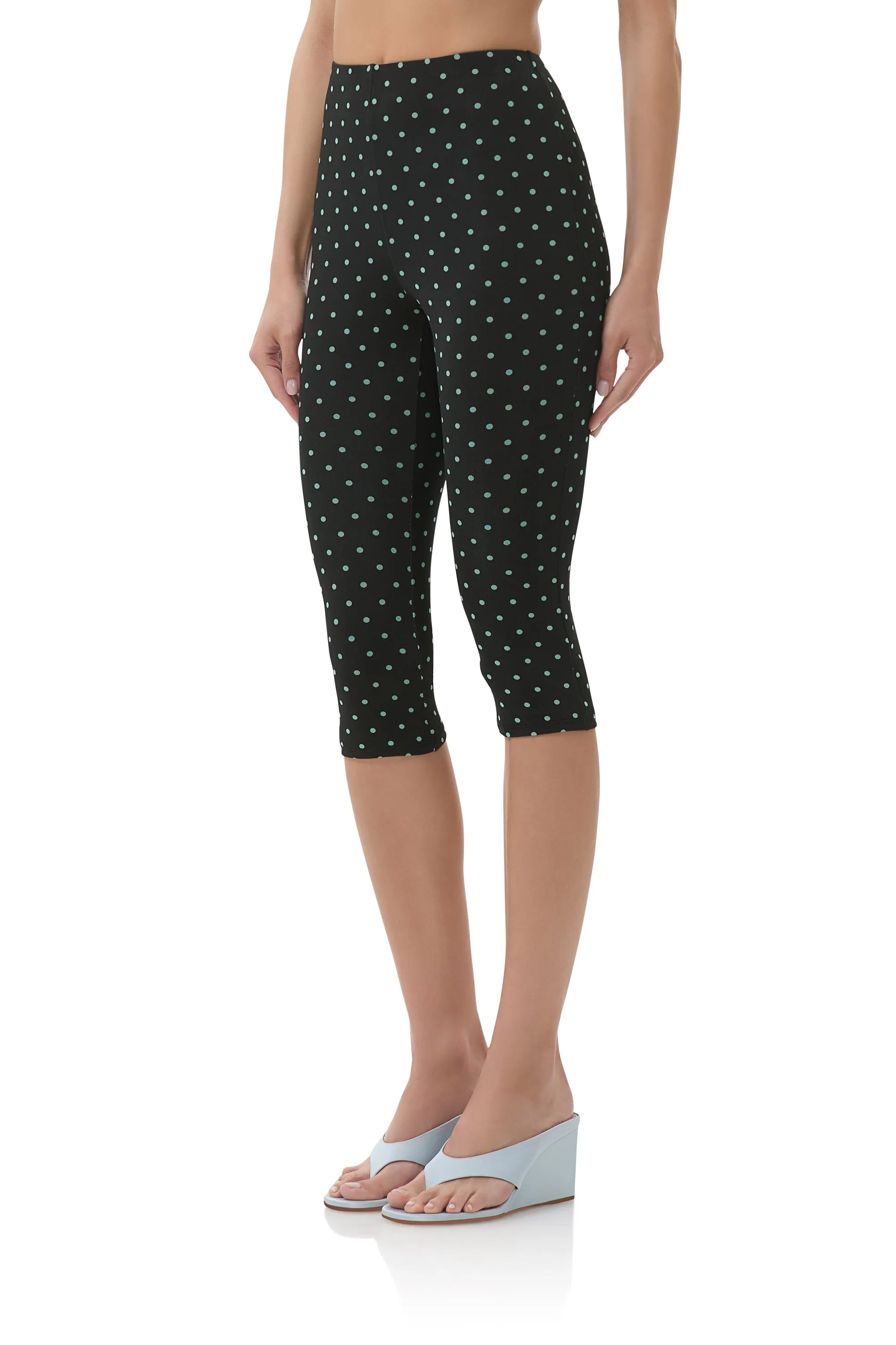 Minimalist Design Stretch Support Gianna Capri Pant - Aqua Dot