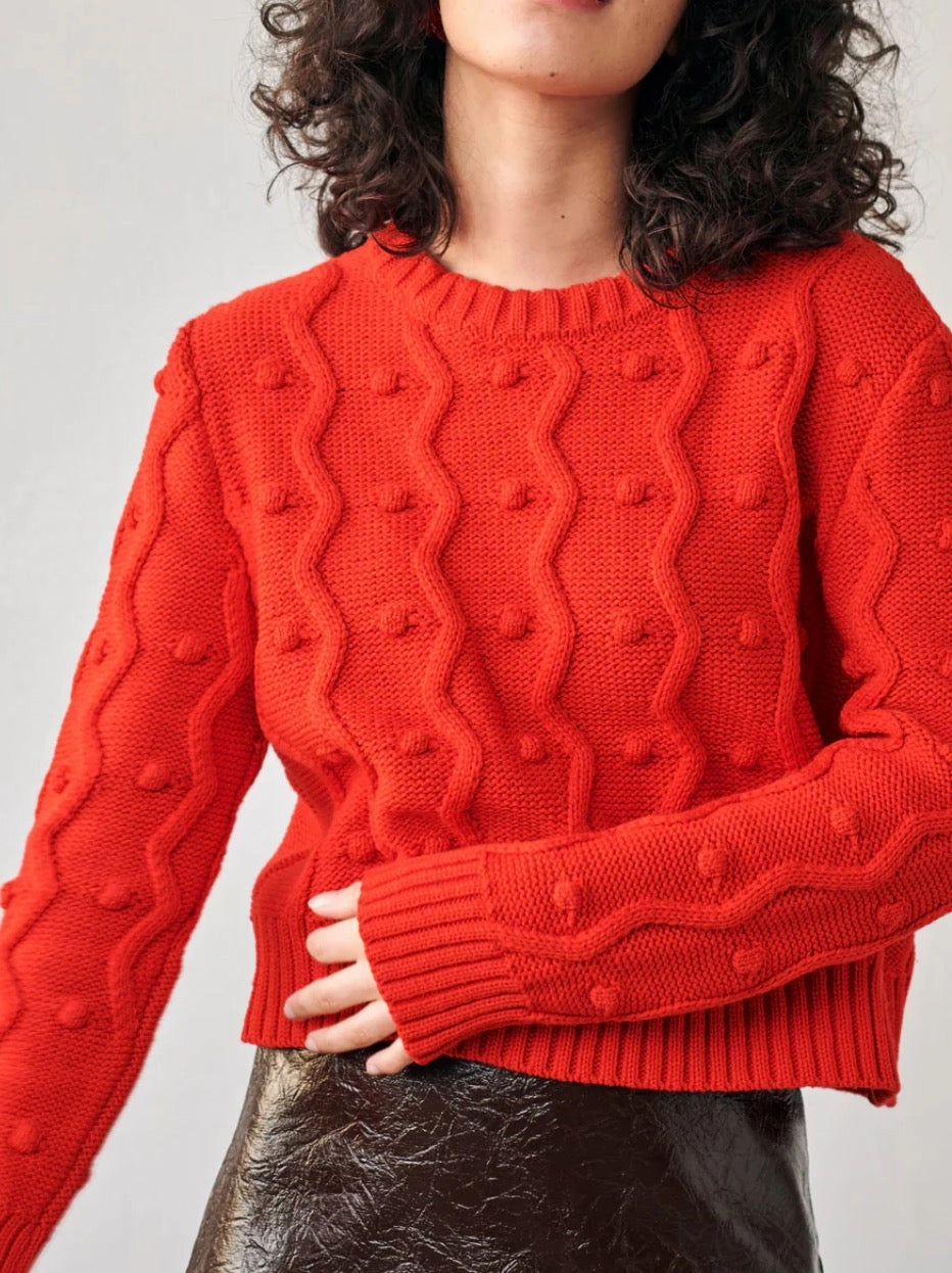GiGi Bubble Sweater Red Relaxed Warmth