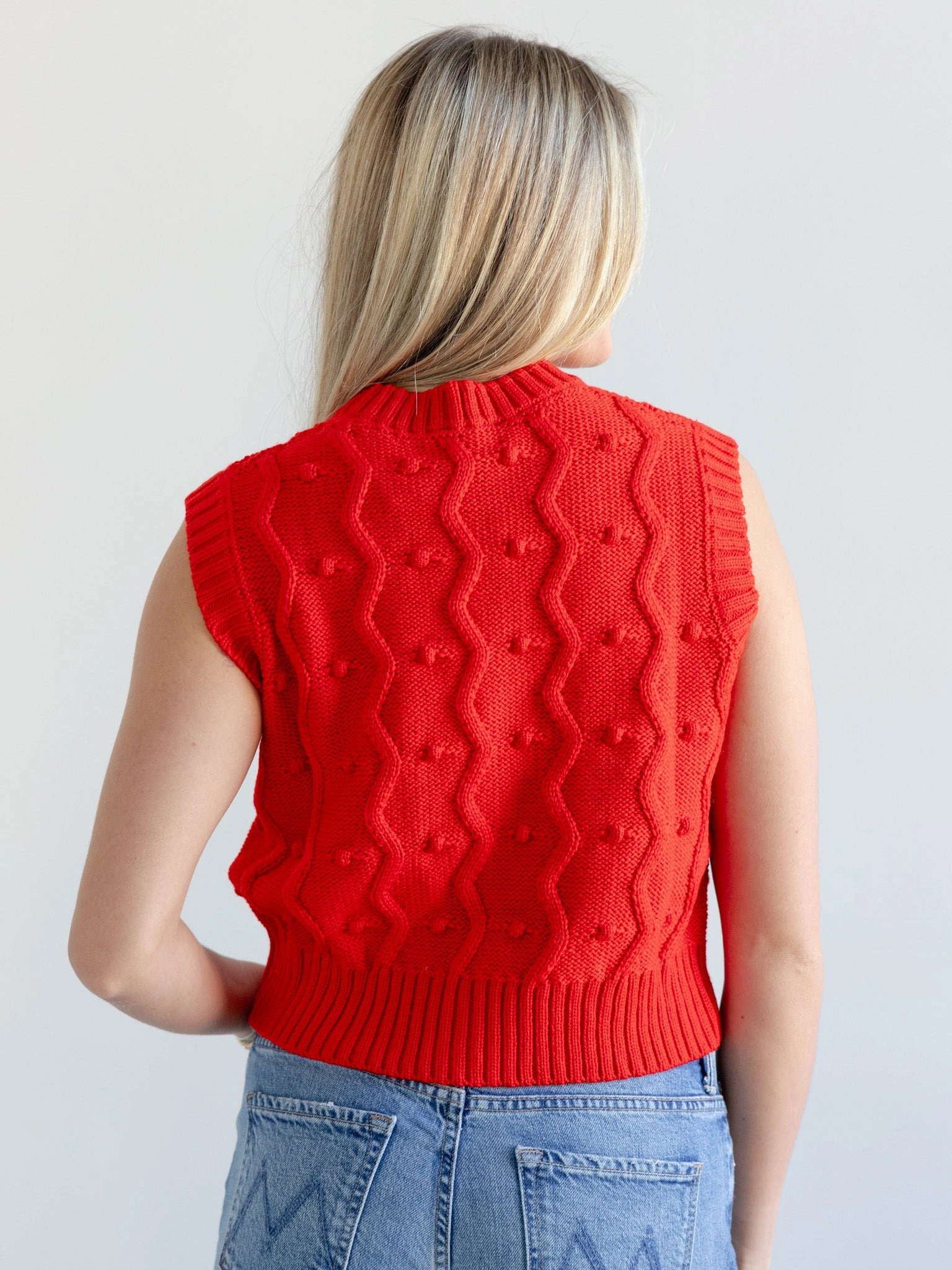 Ribbed Detailing GiGi Bubble Vest in Red