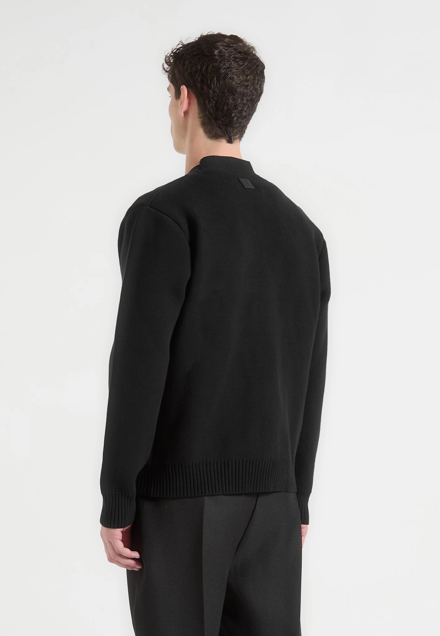 Gilbert - Whipstitch Combed Cotton Cardigan - Black Natural Fiber Blend