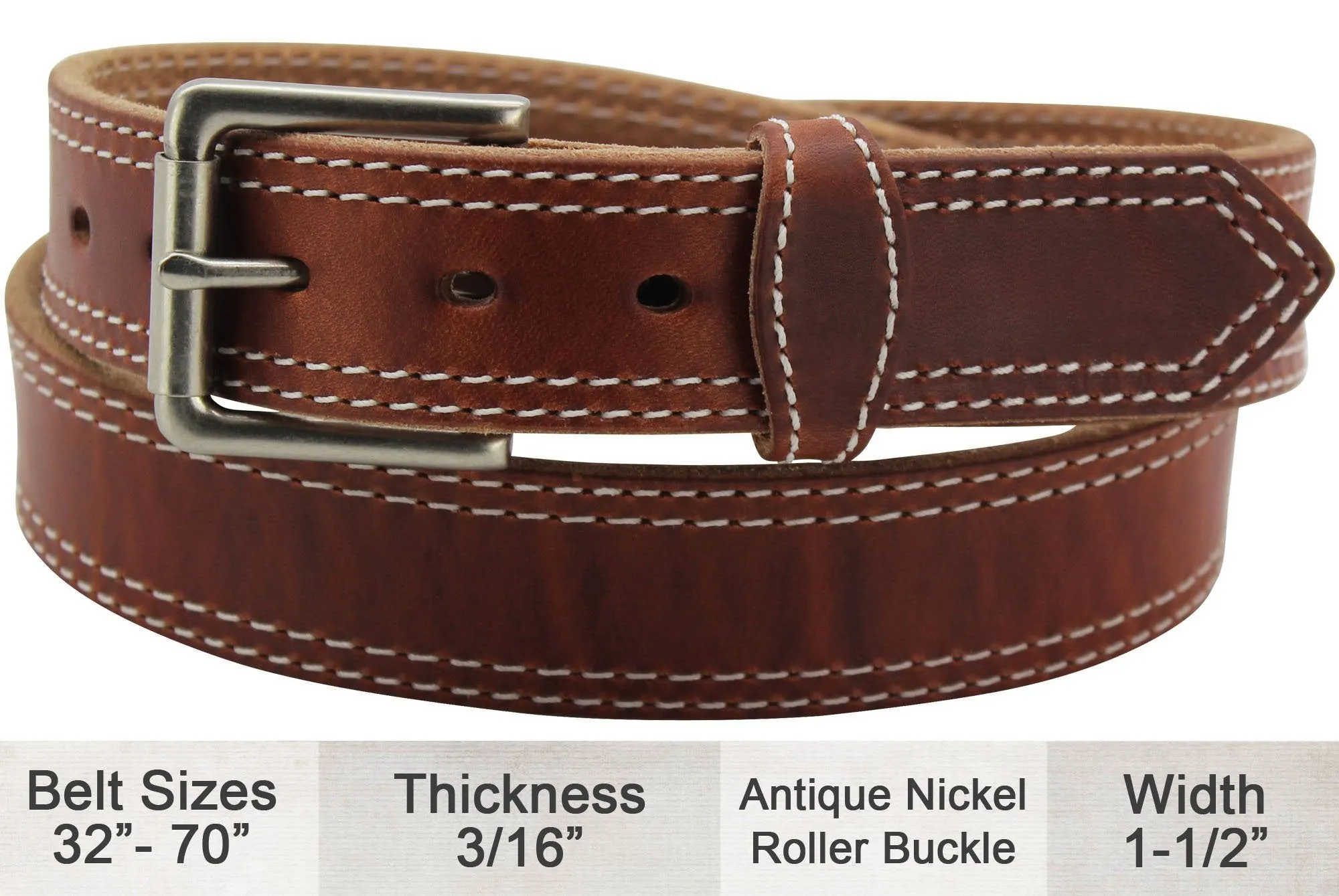 Gingerich Belts Hot Dipped Tan Double Stitched Style 8018-38