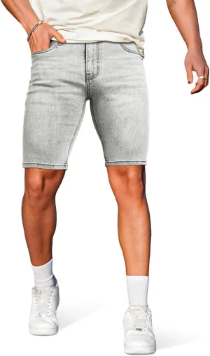 GINGTTO Denim Shorts Men Stretch Skinny Jean Shorts for Men