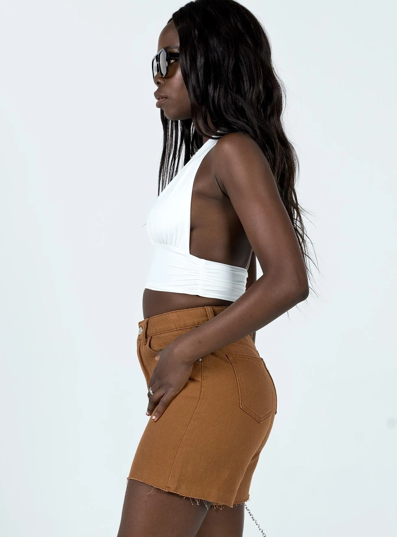 Giovana Denim Shorts Brown
