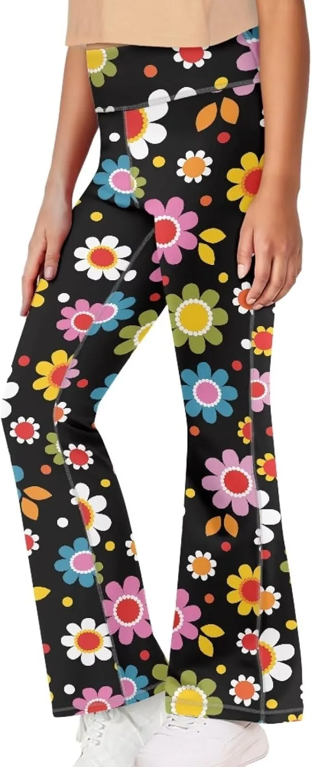 Girl's Flare Leggings High Waisted Bootcut Yoga Pants Kids Classic Stretch Pants Fashion Soft Bell Bottoms