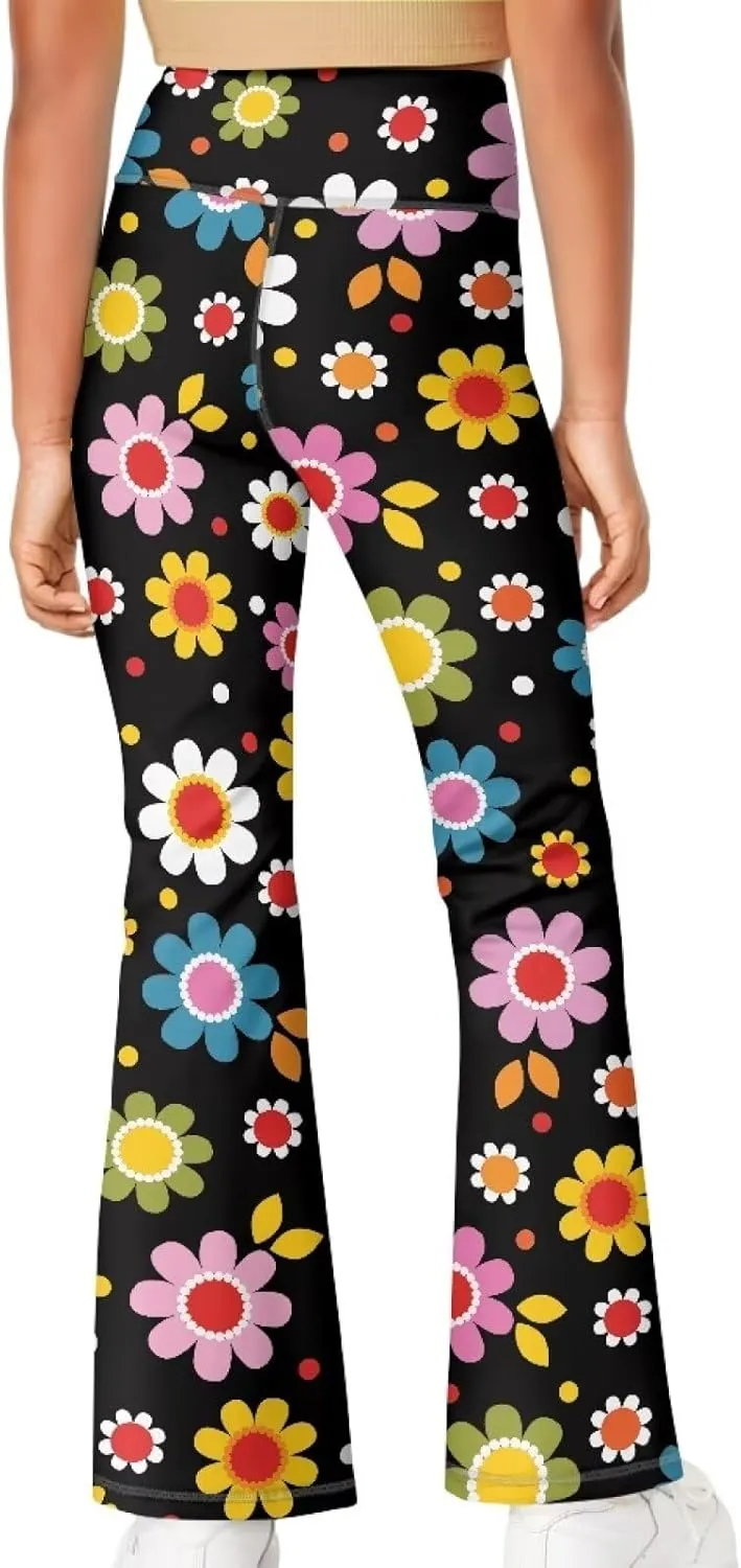 Girl's Flare Leggings High Waisted Bootcut Yoga Pants Kids Classic Stretch Pants Fashion Soft Bell Bottoms