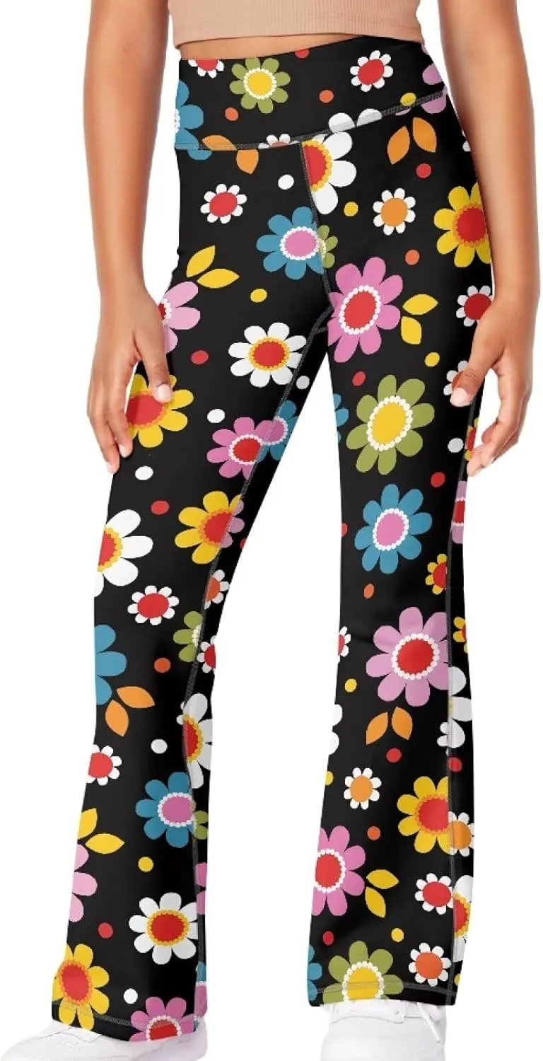 Girl's Flare Leggings High Waisted Bootcut Yoga Pants Kids Classic Stretch Pants Fashion Soft Bell Bottoms