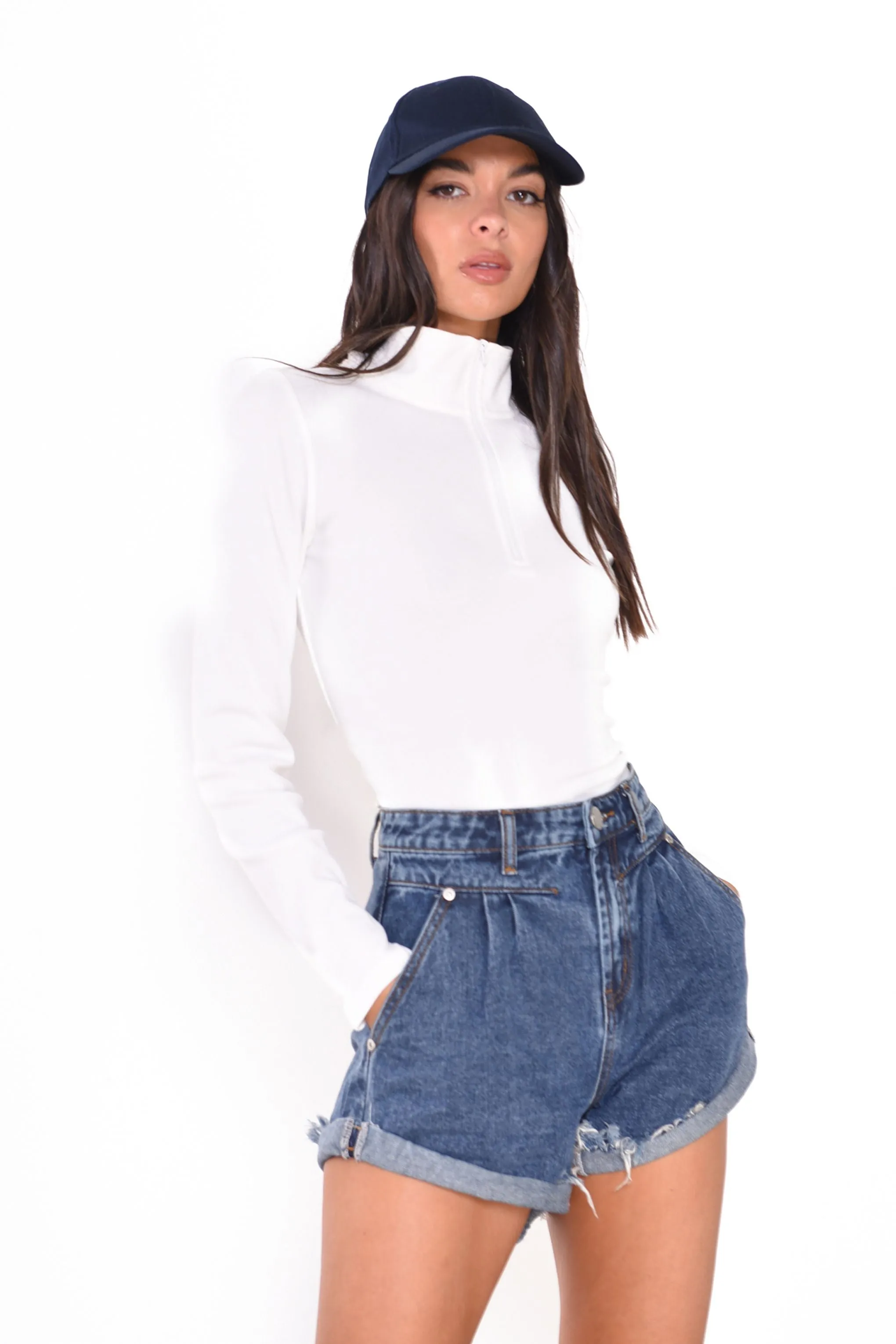 Glamorous Mid Stonewash High Waisted Denim Shorts