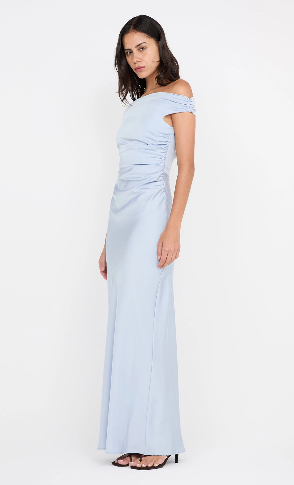 ETERNITY OFF SHOULDER MAXI - DUSTY BLUE High Cut