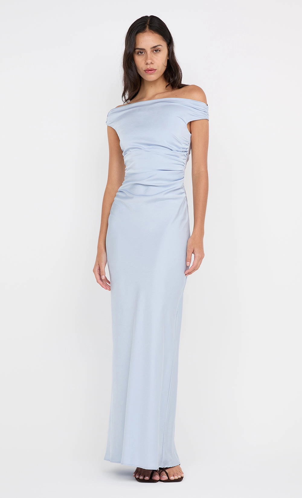 Style Ease Fashion Layers ETERNITY OFF SHOULDER MAXI - DUSTY BLUE