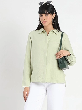Madame Apple Green Rayon Blend Shirt Multipurpose Utility Breathable Fit