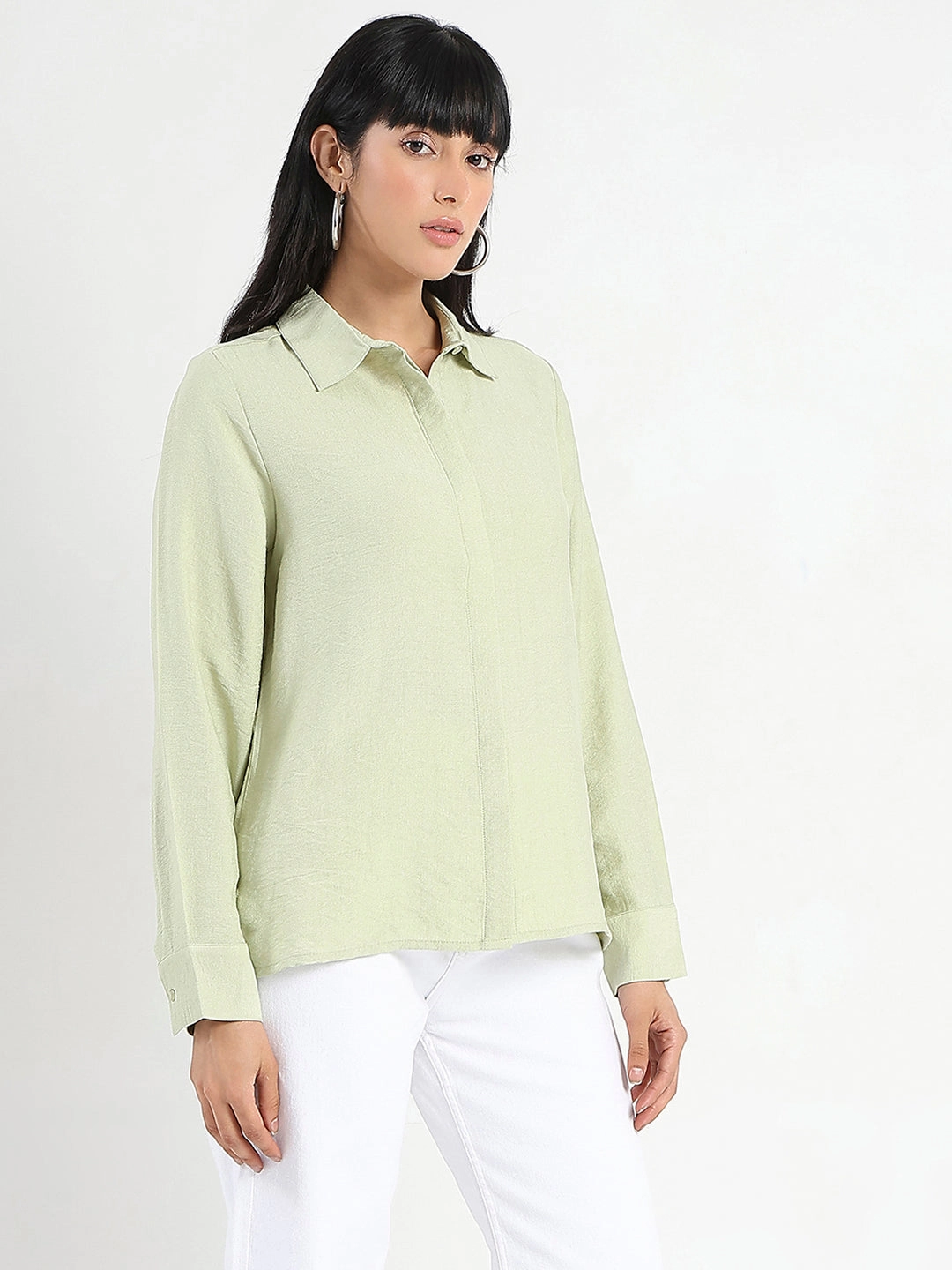 Madame Apple Green Rayon Blend Shirt Quality Material Chic Option