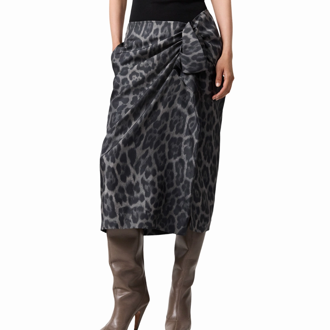 Leopard Gathered Skirt Multi Purpose Fabric