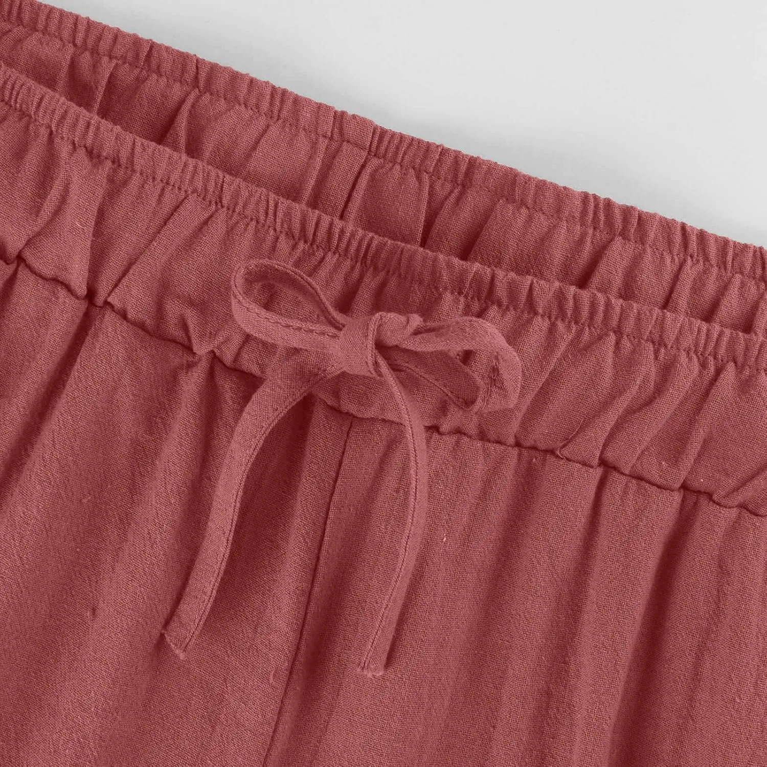 GOFULY Women's Pants Casual Elastic Waist Drawstring Sumemr Pants Straight Wide Leg High Waisted with Pockets Comfy Trousers