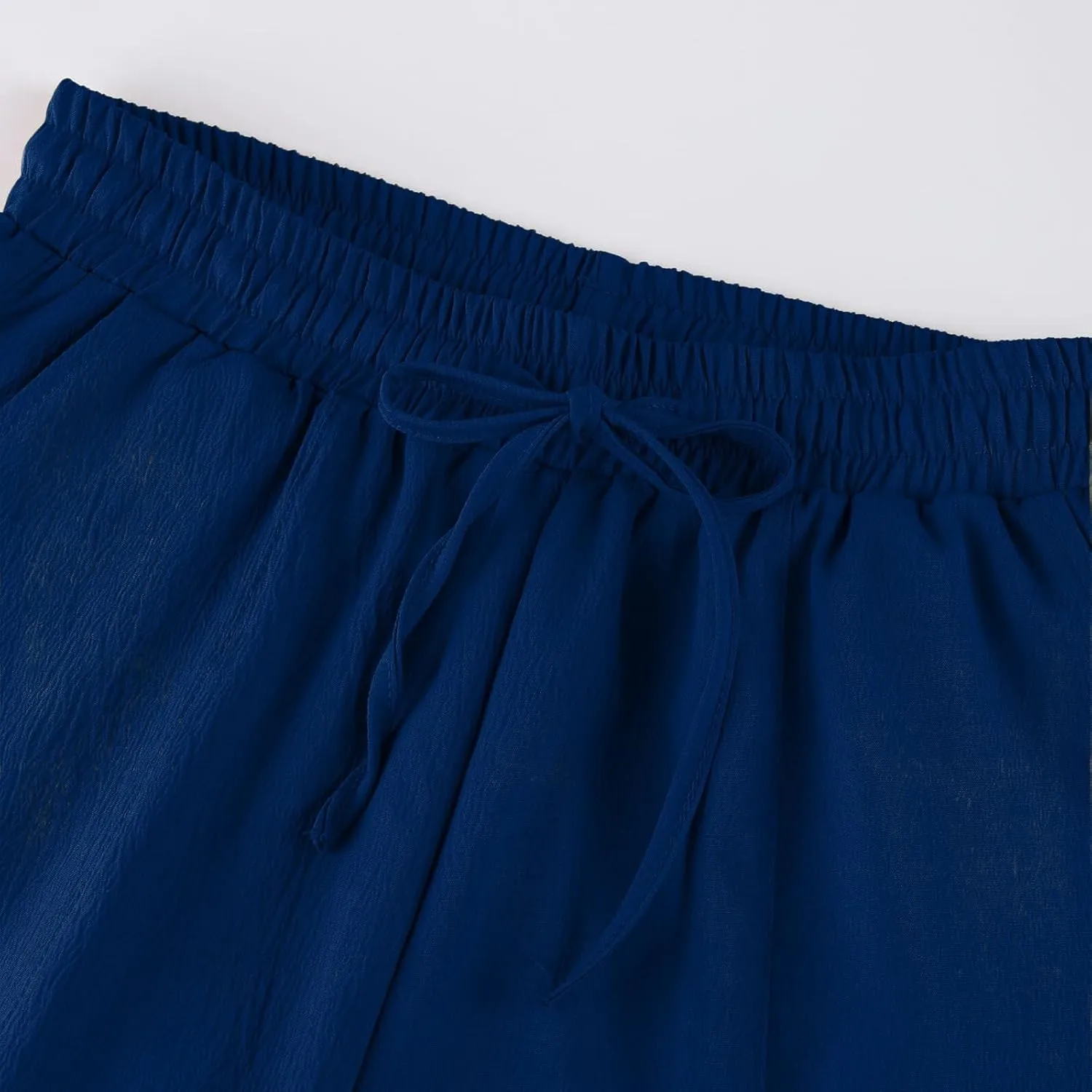 GOFULY Women's Pants Casual Wide Leg High Waisted Pants Beach Elastic Waist Drawstring Sumemr Loose Fit Trousers with Pockets
