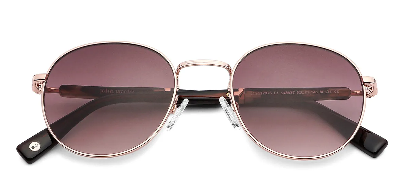 Gold Round Full Rim Unisex Sunglasses by John Jacobs-148437