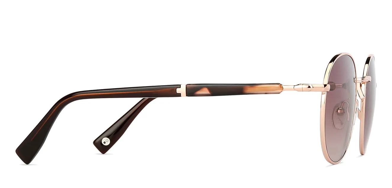 Gold Round Full Rim Unisex Sunglasses by John Jacobs-148437