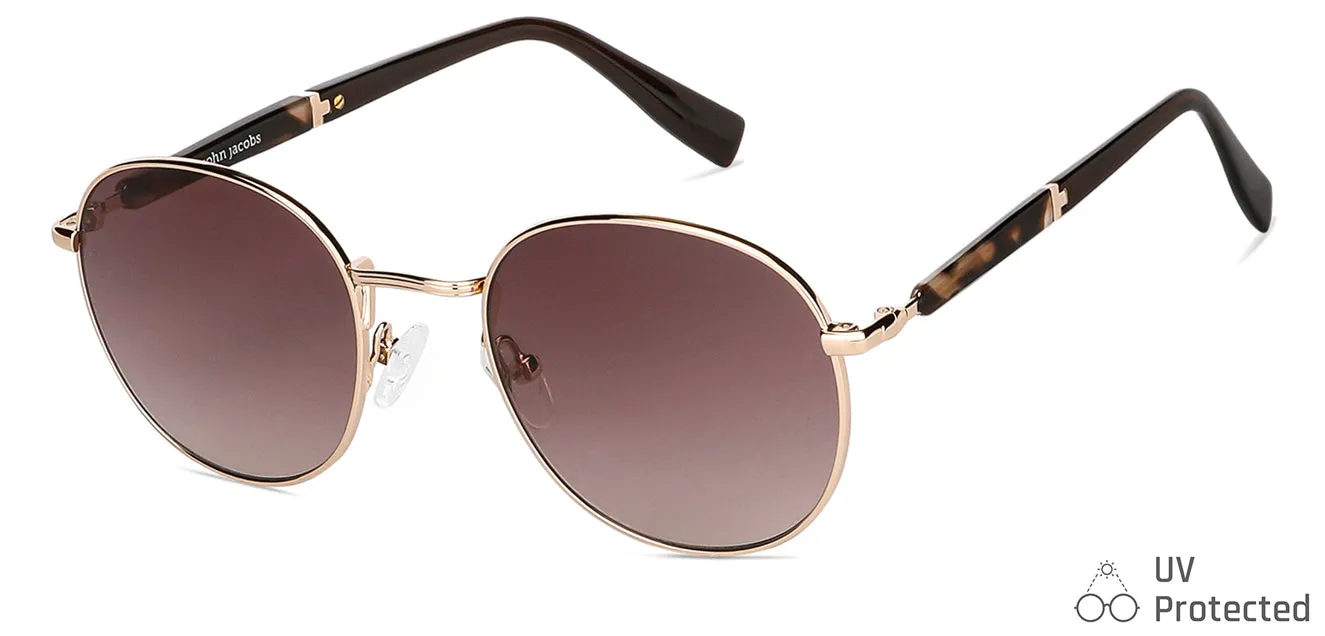 Gold Round Full Rim Unisex Sunglasses by John Jacobs-148437