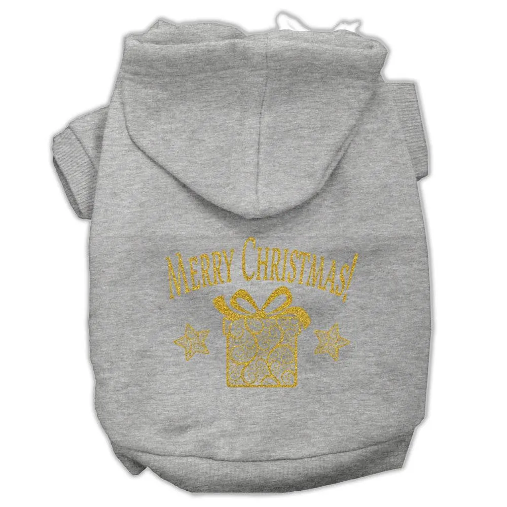 Golden Christmas Present Pet Hoodies Grey Size Xs (8)