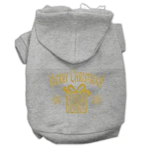 Golden Christmas Present Pet Hoodies Grey Size Xs (8)
