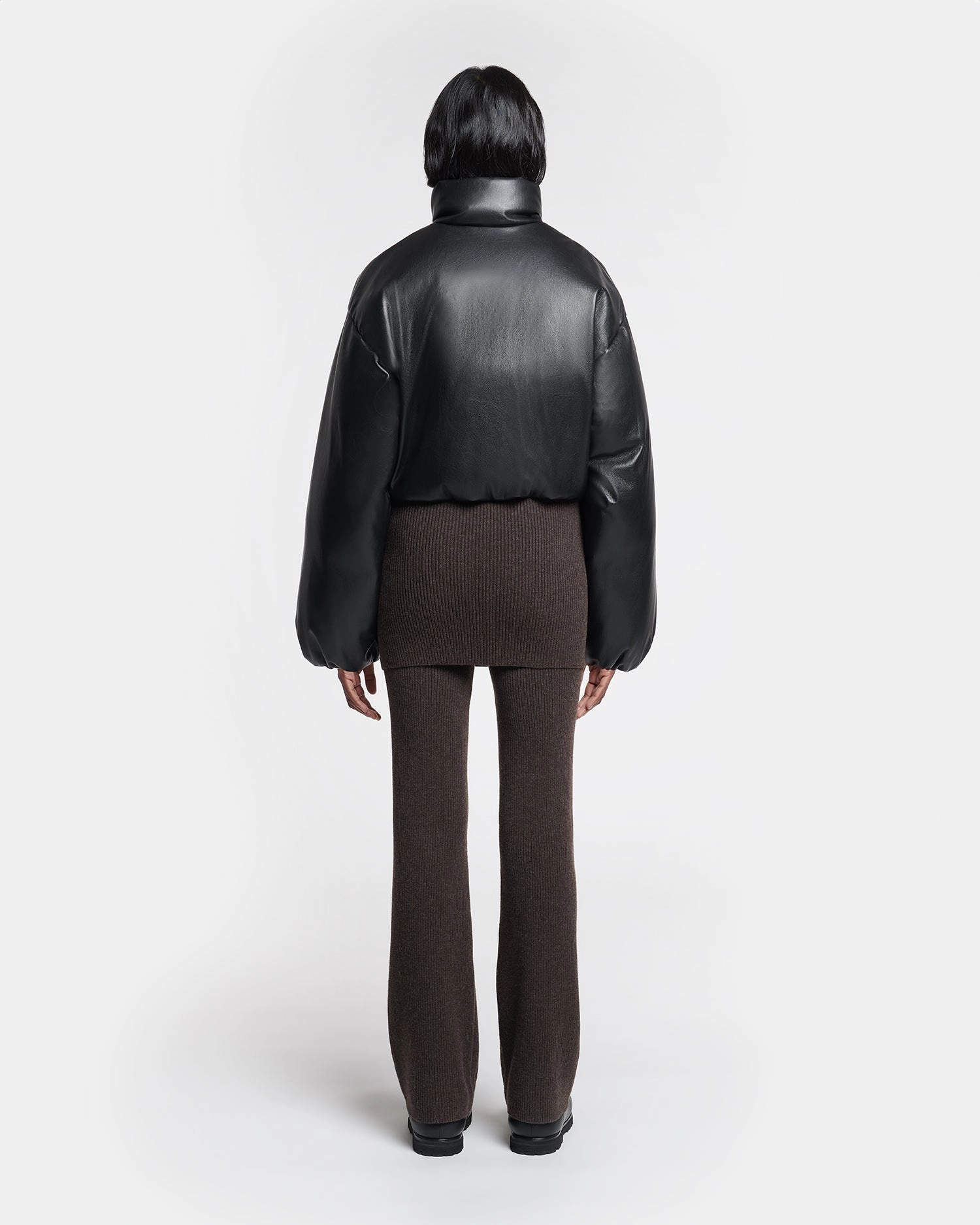 Flexible Contoured Panels Lilima - Cropped Okobor? Alt-Leather Puffer Jacket - Black