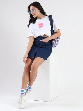 Good stretch Madame Front Graphic Print Half Sleeve White Sinker T-shirt